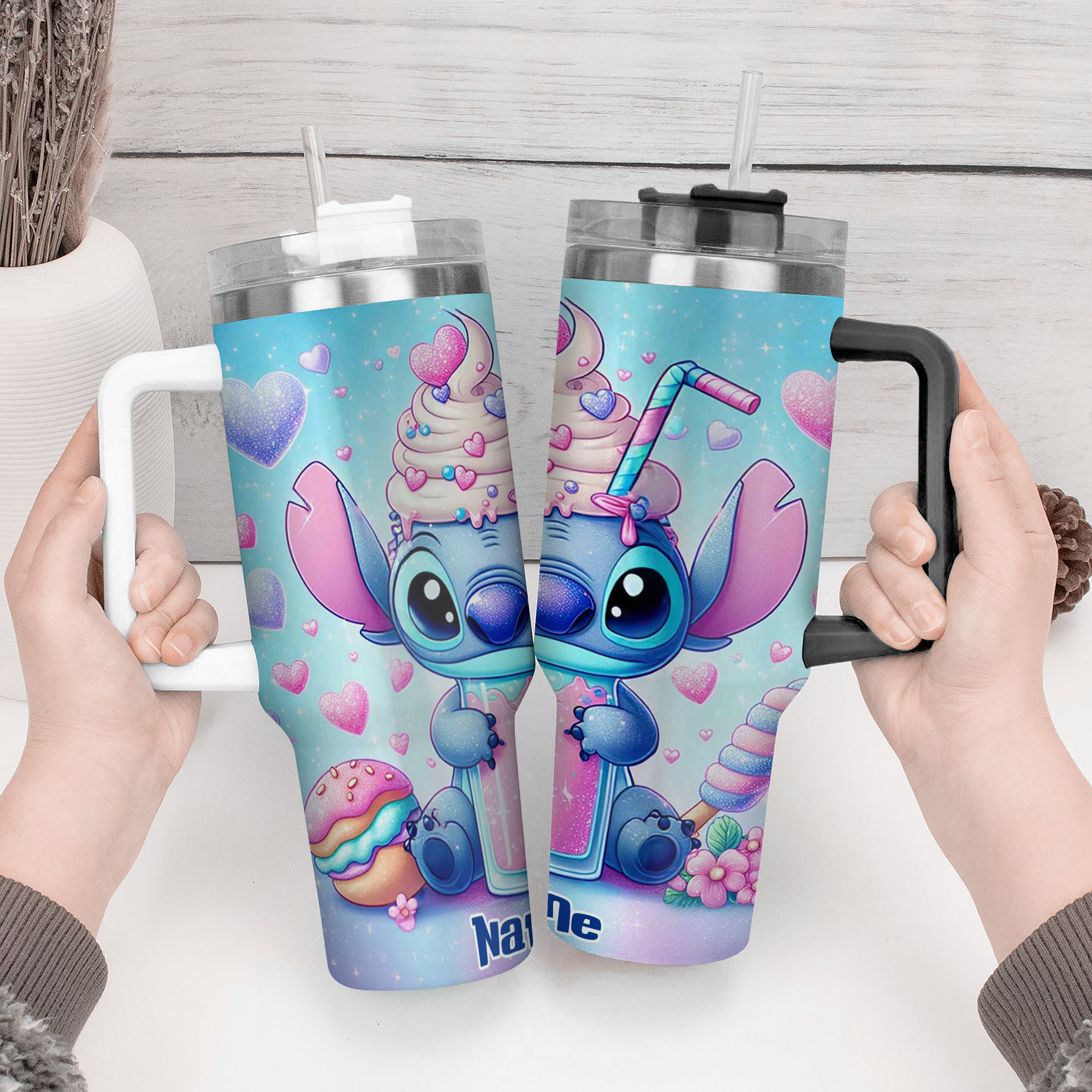 Cute Character Tumbler with Straw - Personalized Name Option - Image 4