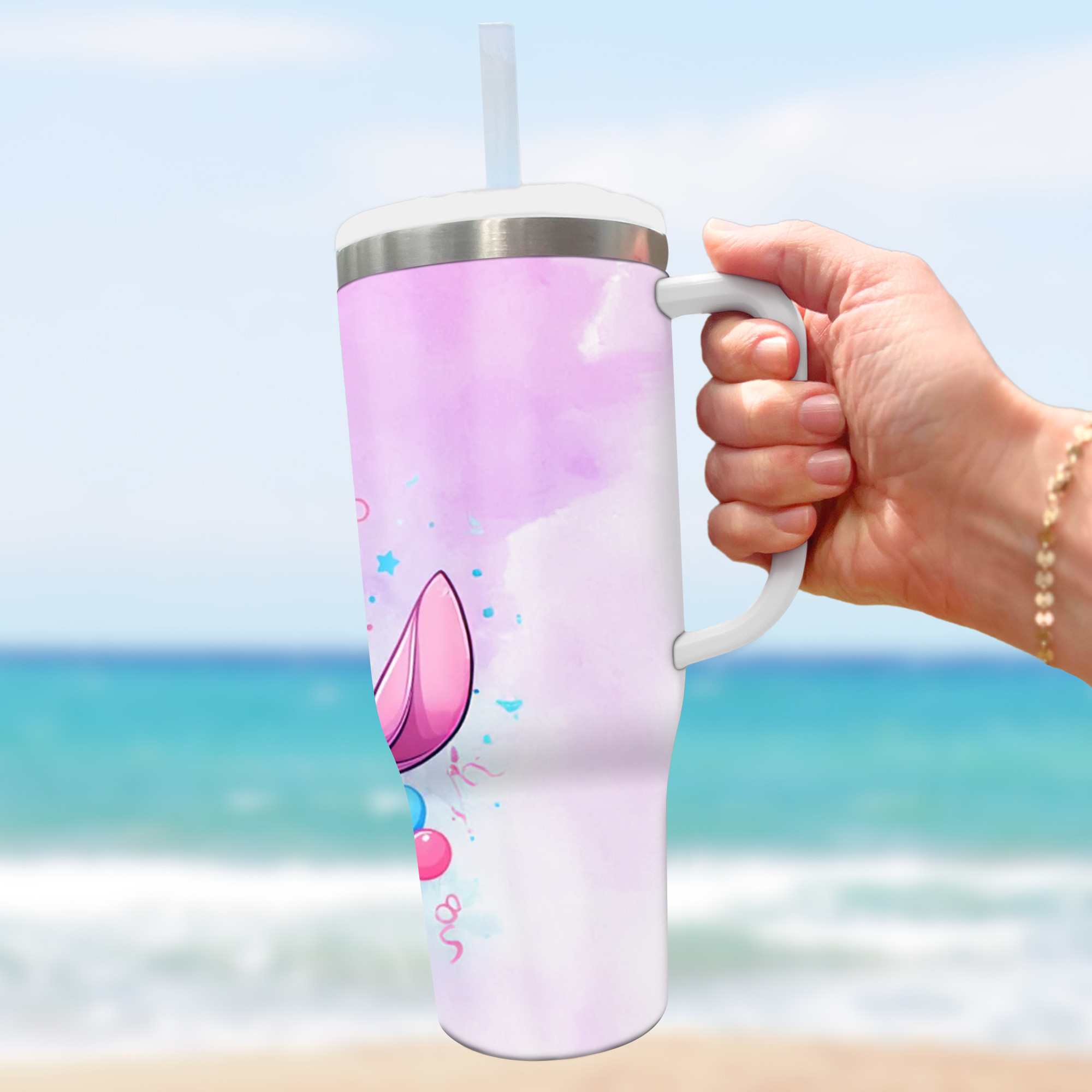 Personalized Cute Cartoon Party Tumbler with Straw - Perfect Gift Idea - Image 2