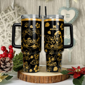 Lilo And Stitch Cartoon Custom Stanley Quencher 40oz Stainless Steel Tumbler With Handle - Threewoofs