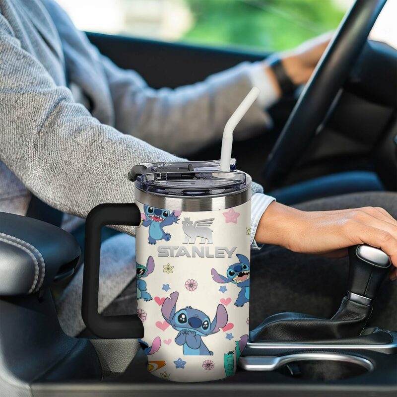 Lilo And Stitch Cartoon Custom Stanley Quencher 40oz Stainless Steel Tumbler With Handle - Threewoofs - Image 3