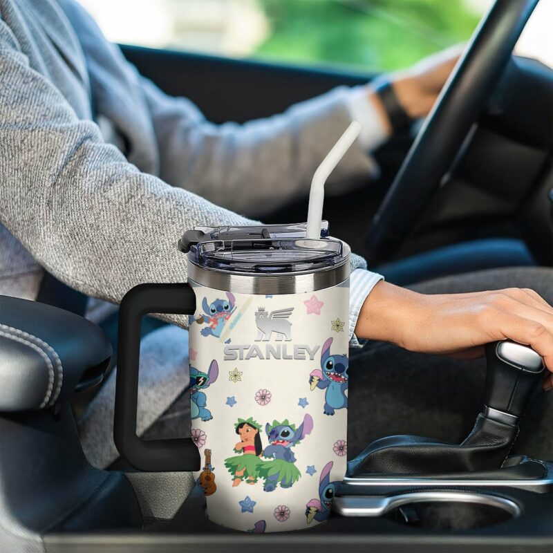 Lilo And Stitch Cartoon Custom Stanley Quencher 40oz Stainless Steel Tumbler With Handle - Threewoofs - Image 3
