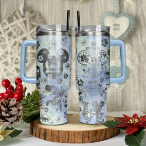Lilo And Stitch Cartoon Custom Stanley Quencher 40oz Stainless Steel Tumbler With Handle - Threewoofs