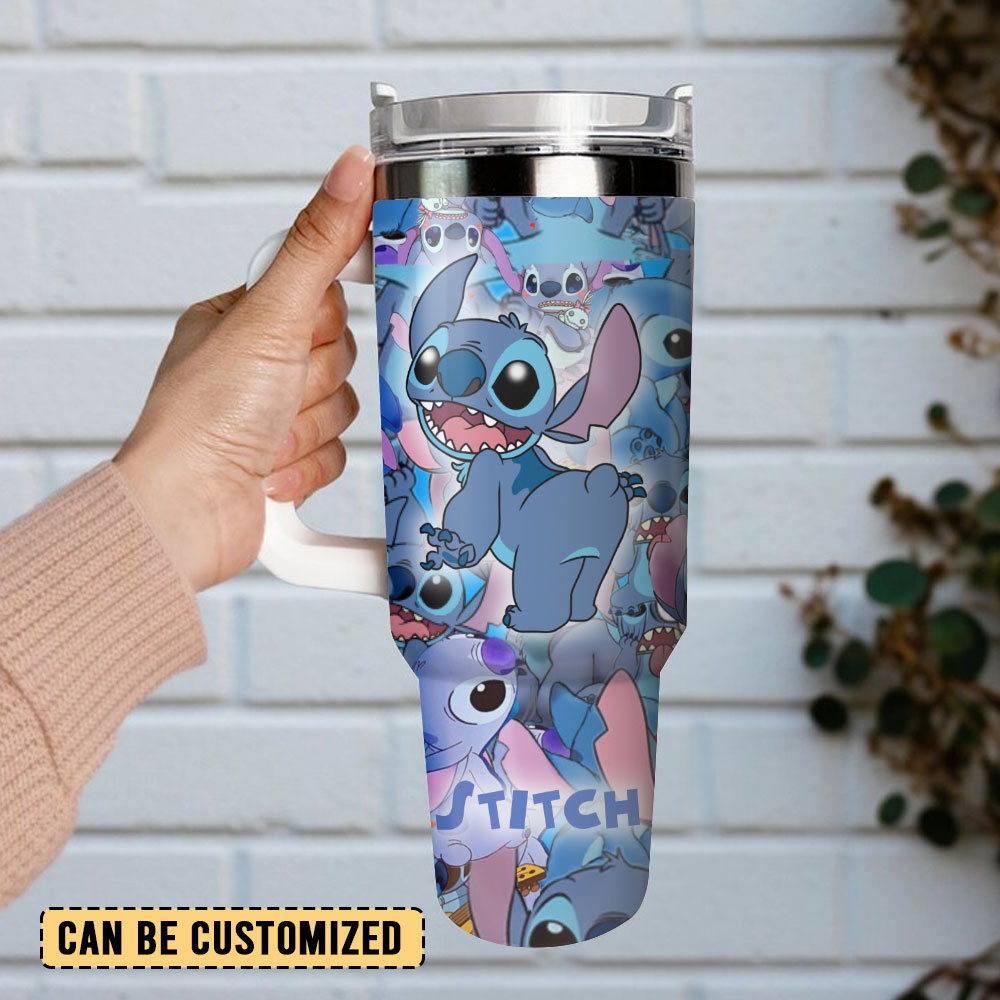 Cute Cartoon Character Stainless Steel Travel Mug with Handle & Straw - Image 3