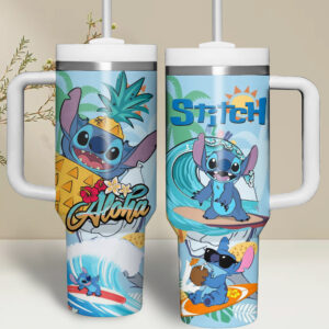 Tropical Stitch Surfing Tumbler - Fun & Vibrant Design for Drink Lovers