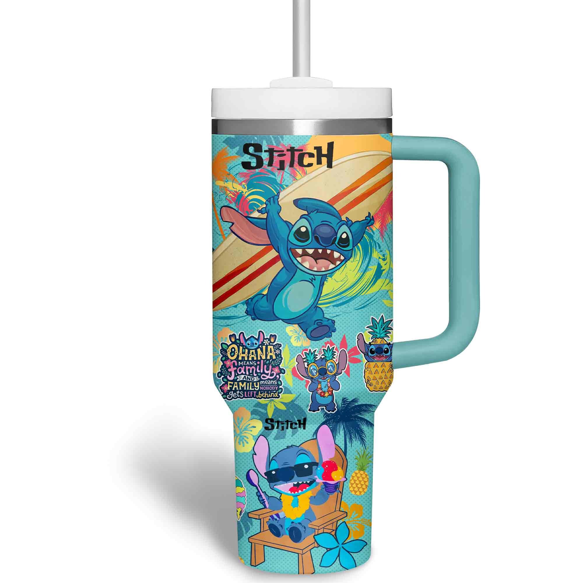 Vibrant Stitch Tumbler - Double Wall Insulated, Surfing Fun Design - Image 4