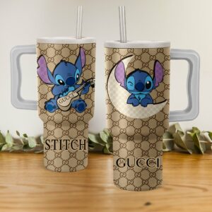 Stitch & Guitar Designer Tumbler - Cute Cartoon Character Drinkware
