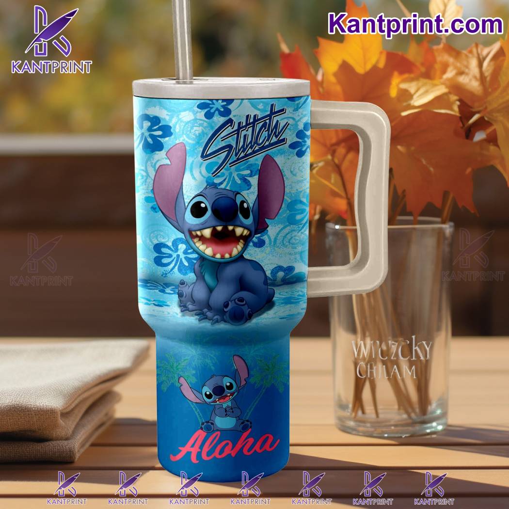 Cute Stitch Tumbler with Handle - Perfect for Fans, 40oz Insulated Travel Mug - Image 3