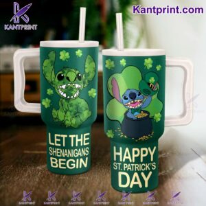 St. Patrick's Day Tumbler - Fun Green Design with Handle & Straw