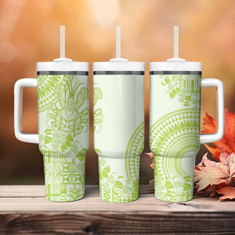 Lime Green Niue Language Week The Rock Coconut Crab Siapo Custom Stanley Quencher 40oz Stainless Steel Tumbler With Handle - Threewoofs - Image 4
