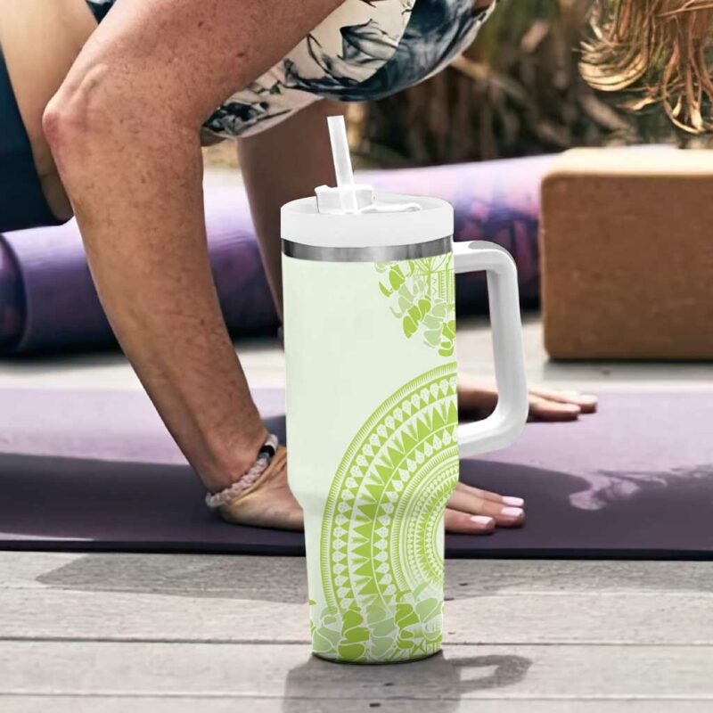 Lime Green Niue Language Week The Rock Coconut Crab Siapo Custom Stanley Quencher 40oz Stainless Steel Tumbler With Handle - Threewoofs - Image 6