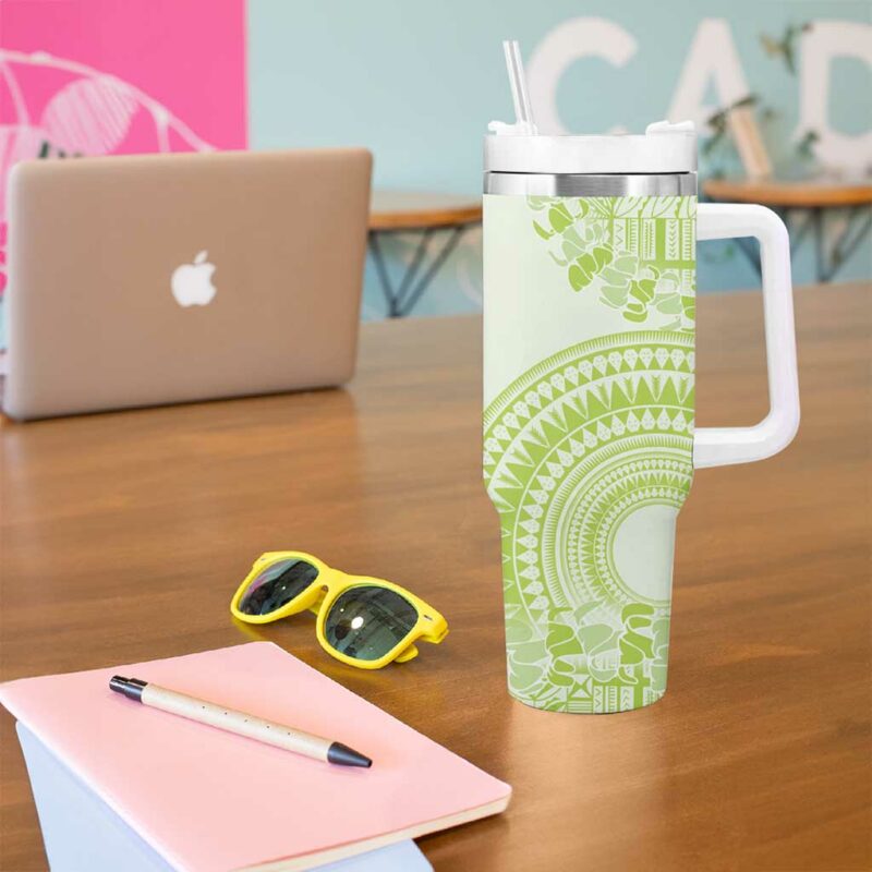 Lime Green Niue Language Week The Rock Coconut Crab Siapo Custom Stanley Quencher 40oz Stainless Steel Tumbler With Handle - Threewoofs - Image 5