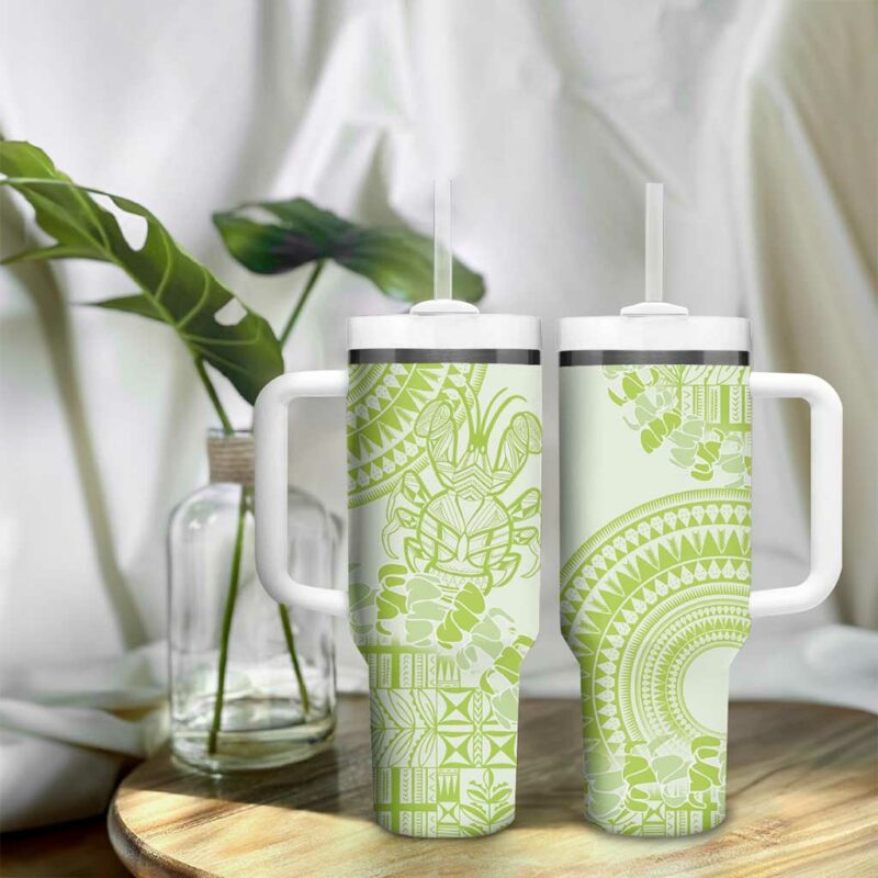 Lime Green Niue Language Week The Rock Coconut Crab Siapo Custom Stanley Quencher 40oz Stainless Steel Tumbler With Handle - Threewoofs - Image 9