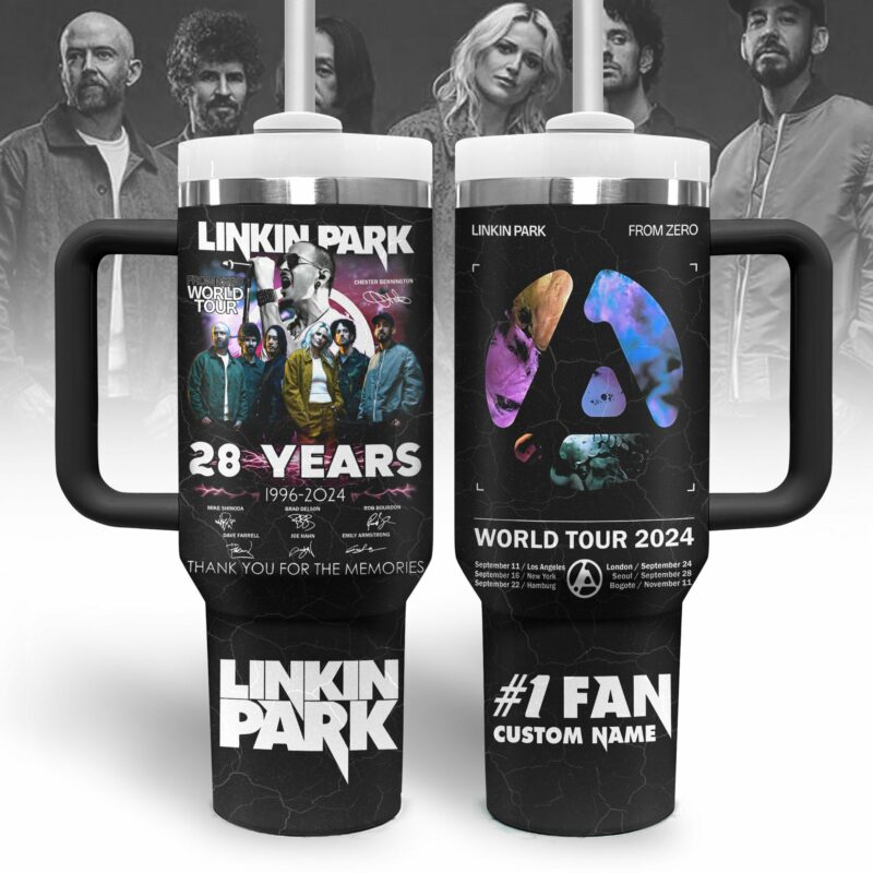 Linkin Park Music Custom Stanley Quencher 40oz Stainless Steel Tumbler With Handle - Threewoofs