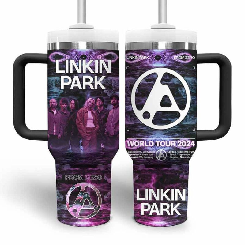 Linkin Park Music Custom Stanley Quencher 40oz Stainless Steel Tumbler With Handle - Threewoofs - Image 2