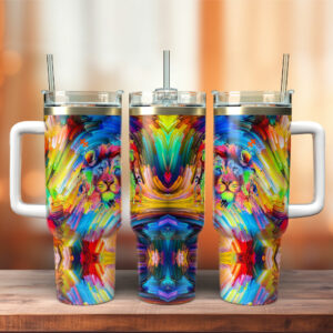 Lion Colorful Custom Stanley Quencher 40oz Stainless Steel Tumbler With Handle - Threewoofs