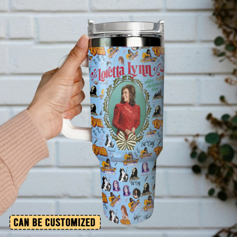 Loretta Lynn Music Custom Stanley Quencher 40oz Stainless Steel Tumbler With Handle - Threewoofs - Image 3