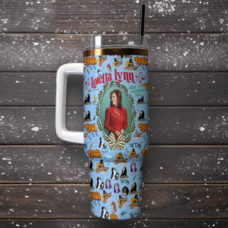 Loretta Lynn Music Custom Stanley Quencher 40oz Stainless Steel Tumbler With Handle - Threewoofs - Image 2