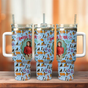 Loretta Lynn Music Custom Stanley Quencher 40oz Stainless Steel Tumbler With Handle - Threewoofs