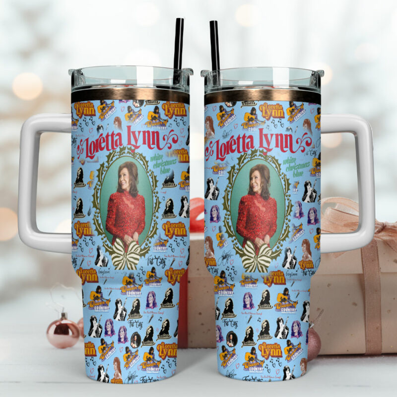 Loretta Lynn Music Custom Stanley Quencher 40oz Stainless Steel Tumbler With Handle - Threewoofs - Image 4