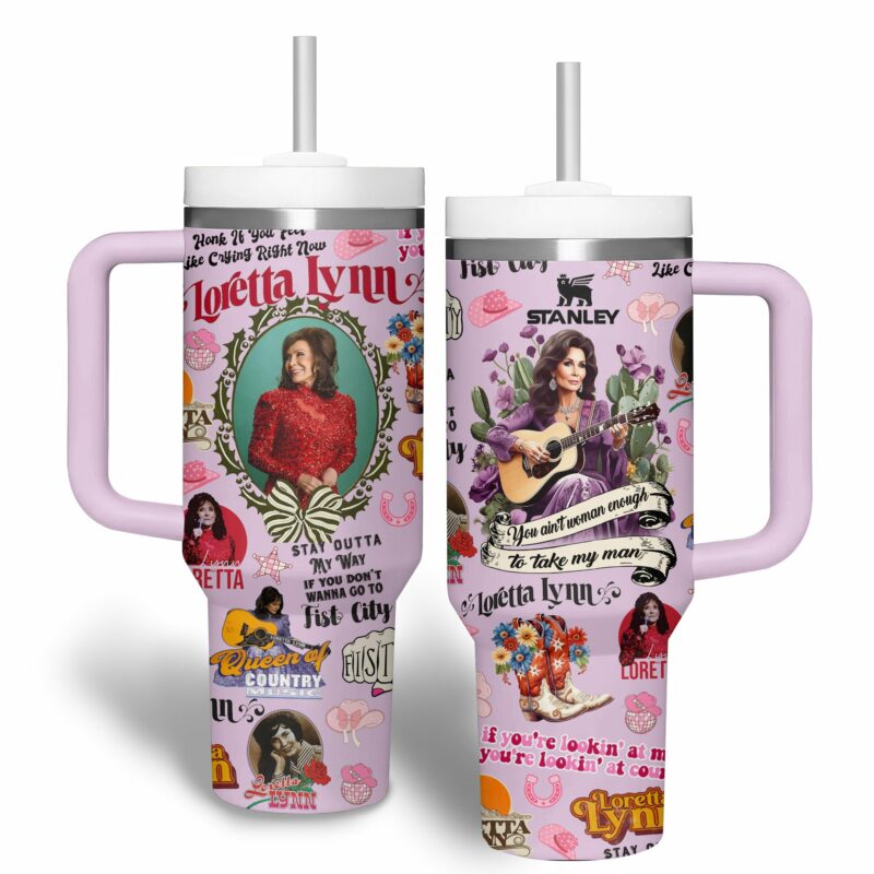 Loretta Lynn Music Custom Stanley Quencher 40oz Stainless Steel Tumbler With Handle - Threewoofs - Image 3