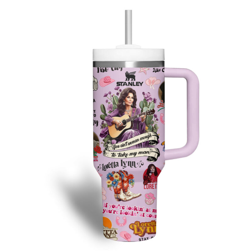 Loretta Lynn Music Custom Stanley Quencher 40oz Stainless Steel Tumbler With Handle - Threewoofs - Image 4