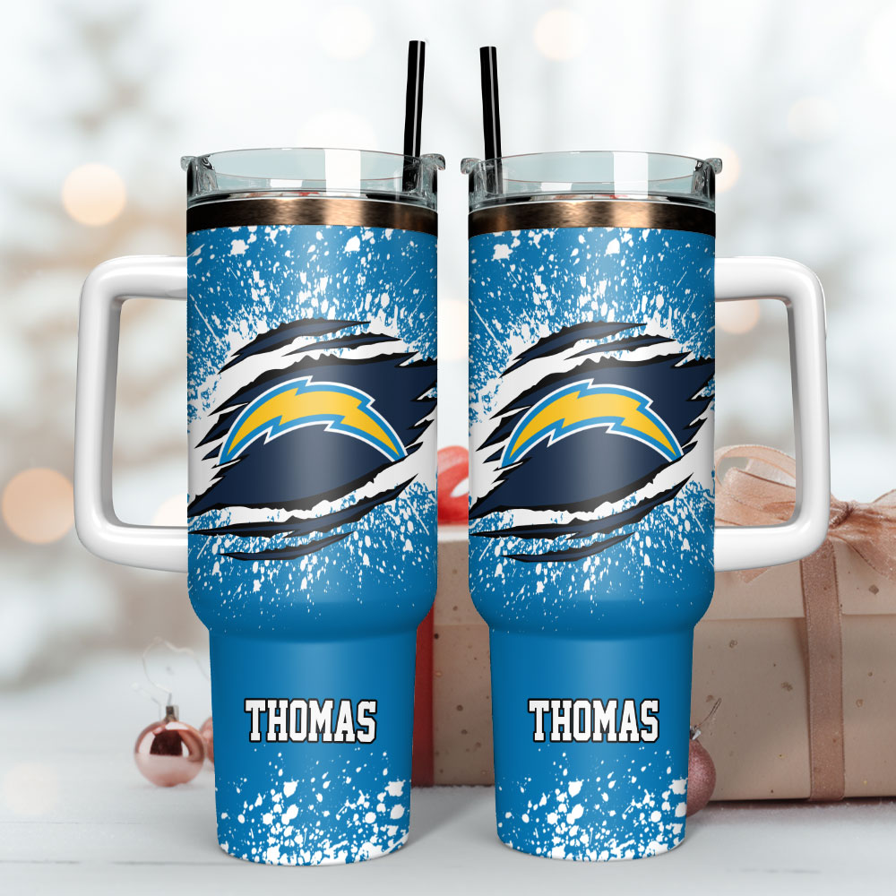 Personalized Blue Travel Mug with Custom Name & Sports Logo - Perfect Gift - Image 3