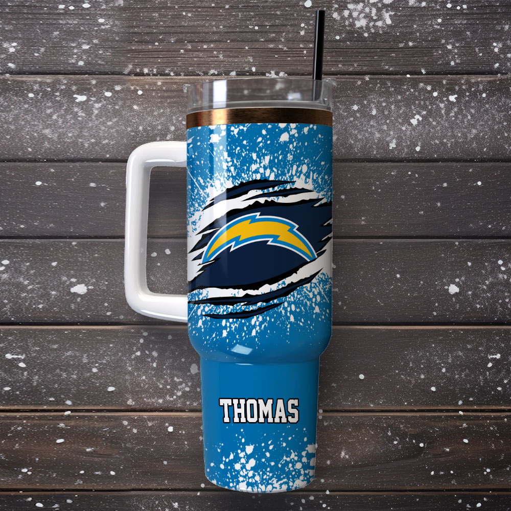 Personalized Blue Travel Mug with Custom Name & Sports Logo - Perfect Gift - Image 4