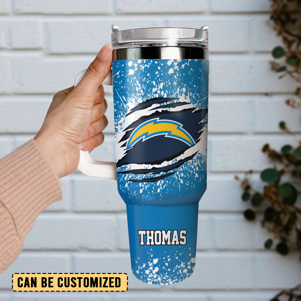 Personalized Blue Travel Mug with Custom Name & Sports Logo - Perfect Gift - Image 2