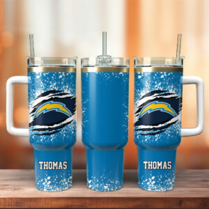 Personalized NFL Team Tumbler with Handle & Straw - Custom Gift