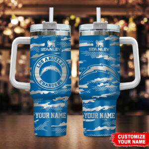 Custom Los Angeles Chargers Tumbler with Handle - Personalized Name