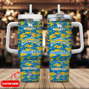 Custom NFL Chargers Camo Tumbler - Personalized Name & Iconic Design
