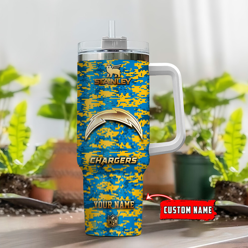 Custom NFL Chargers Tumbler with Handle - Personalized Gift for Fans - Image 2