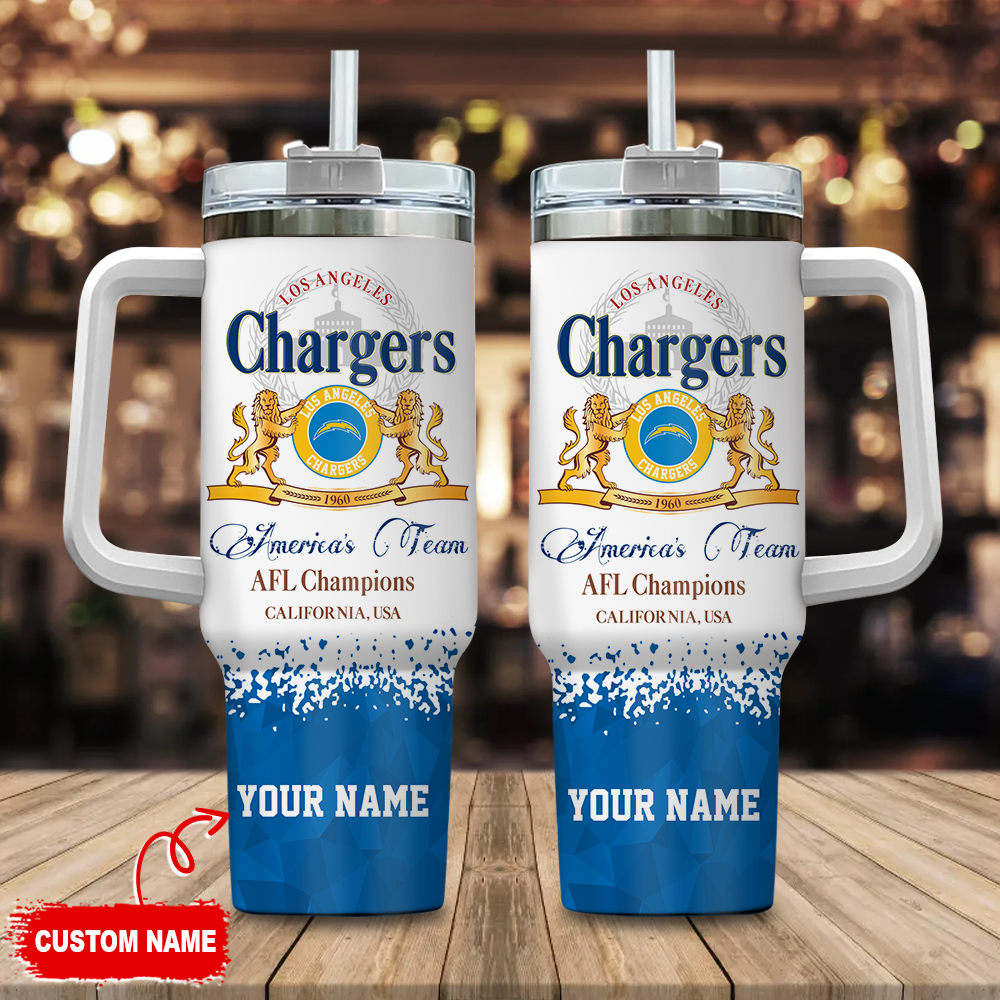 Custom Los Angeles Chargers Tumbler with Handle - AFL Champions Edition