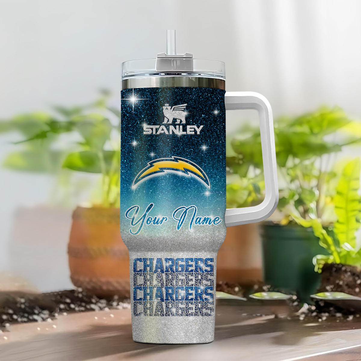 Customizable Stanley Tumbler with Handle - Chargers Edition - Image 2