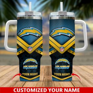 Personalized Los Angeles Chargers Tumbler with Handle - Custom Name