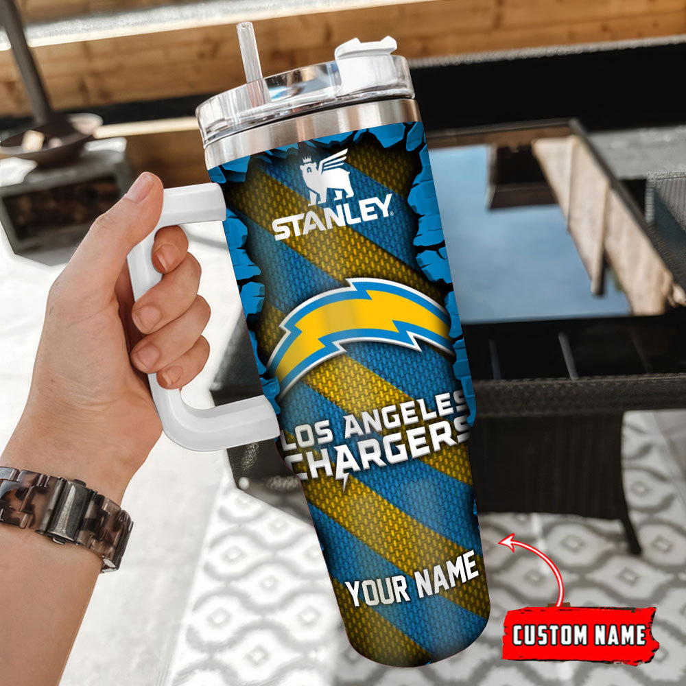 Custom Los Angeles Chargers Stanley Tumbler with Handle - Personalized NFL Fan Gift - Image 3