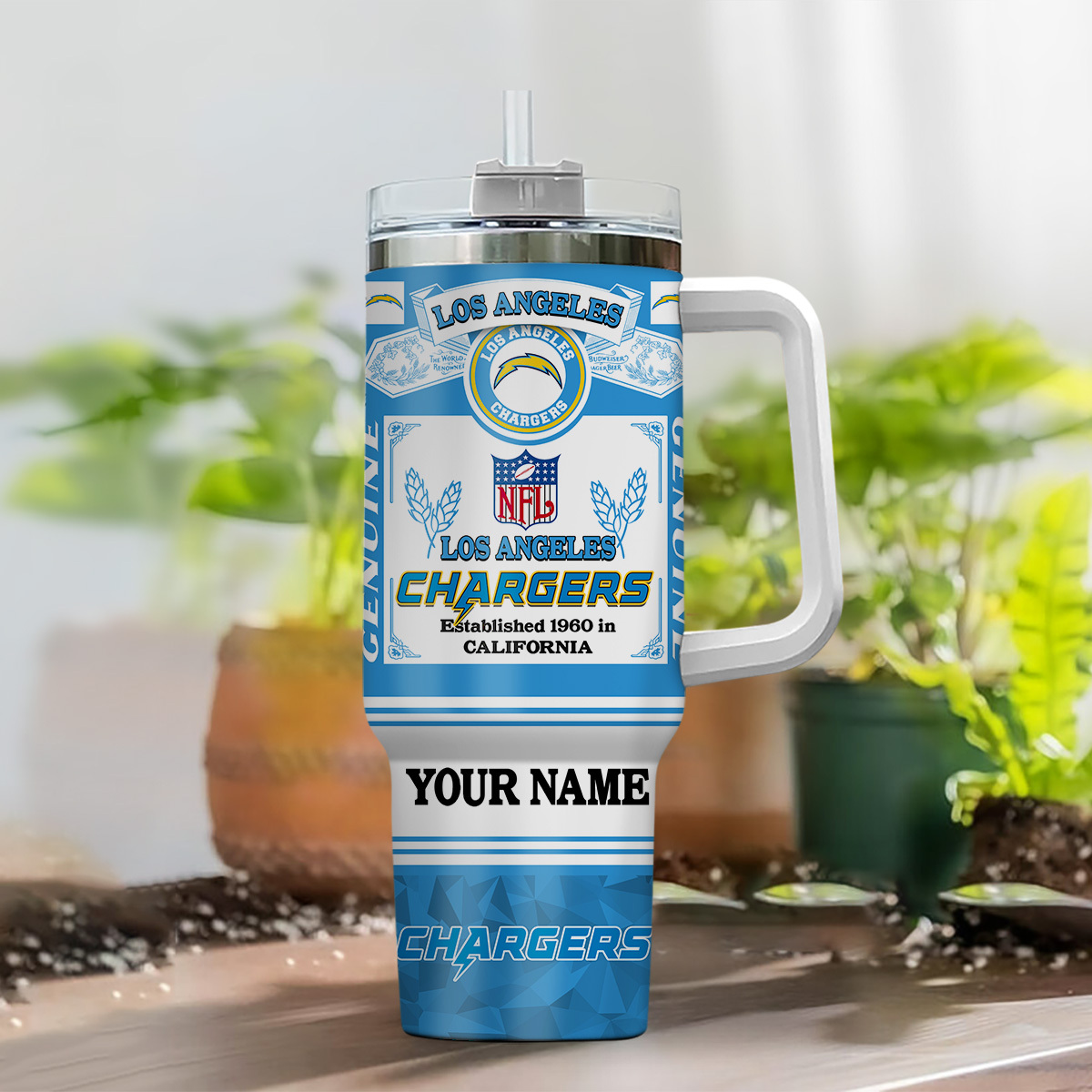 Custom Los Angeles Chargers Tumbler - Personalized NFL Fan Gift - Image 2