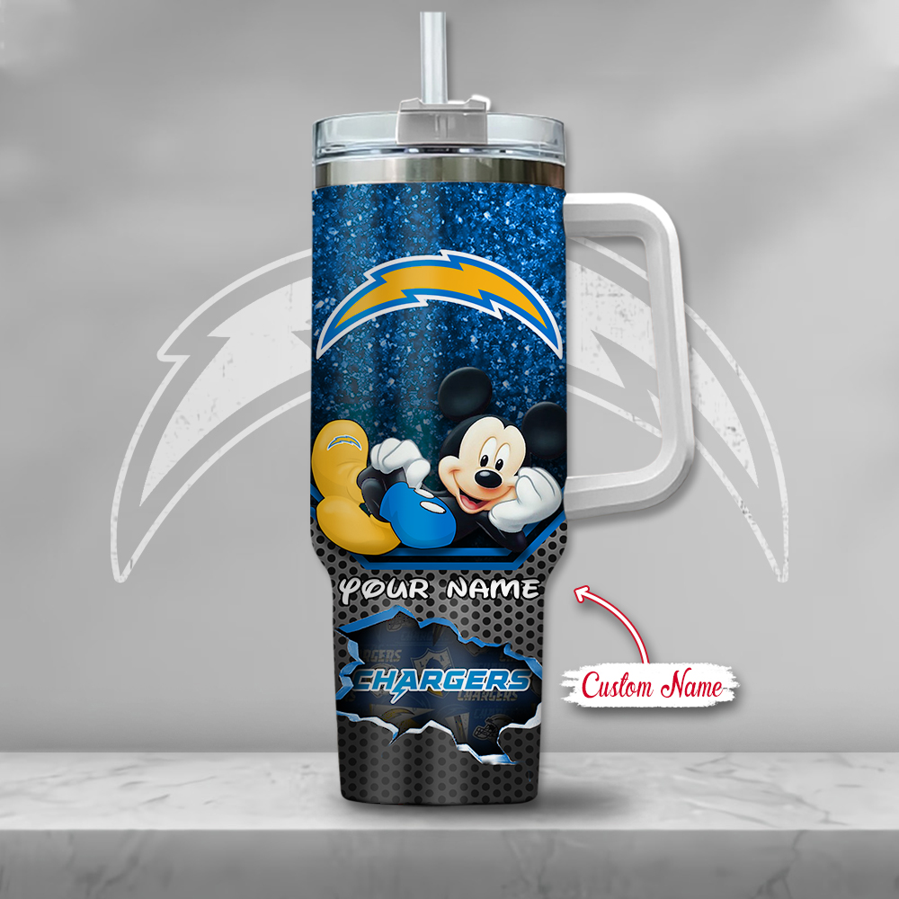 Personalized Chargers Tumbler with Cartoon Design - Custom Name Gift - Image 2