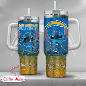 Custom Name Los Angeles Chargers Tumbler with Cute Character Design