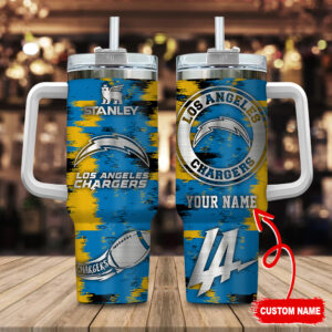 Custom Los Angeles Chargers Tumbler with Handle - Personalized Fan Gift