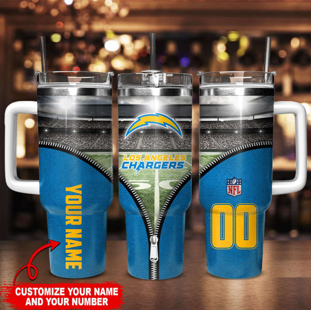 Customizable Los Angeles Chargers Tumbler - Personalize with Your Name & Number - Image 2