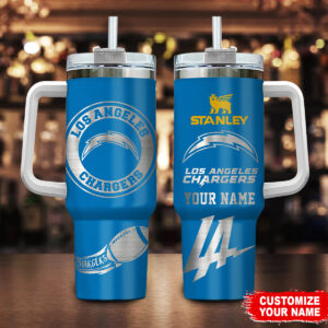 Customizable Los Angeles Chargers Tumbler with Handle - Perfect Gift for Fans