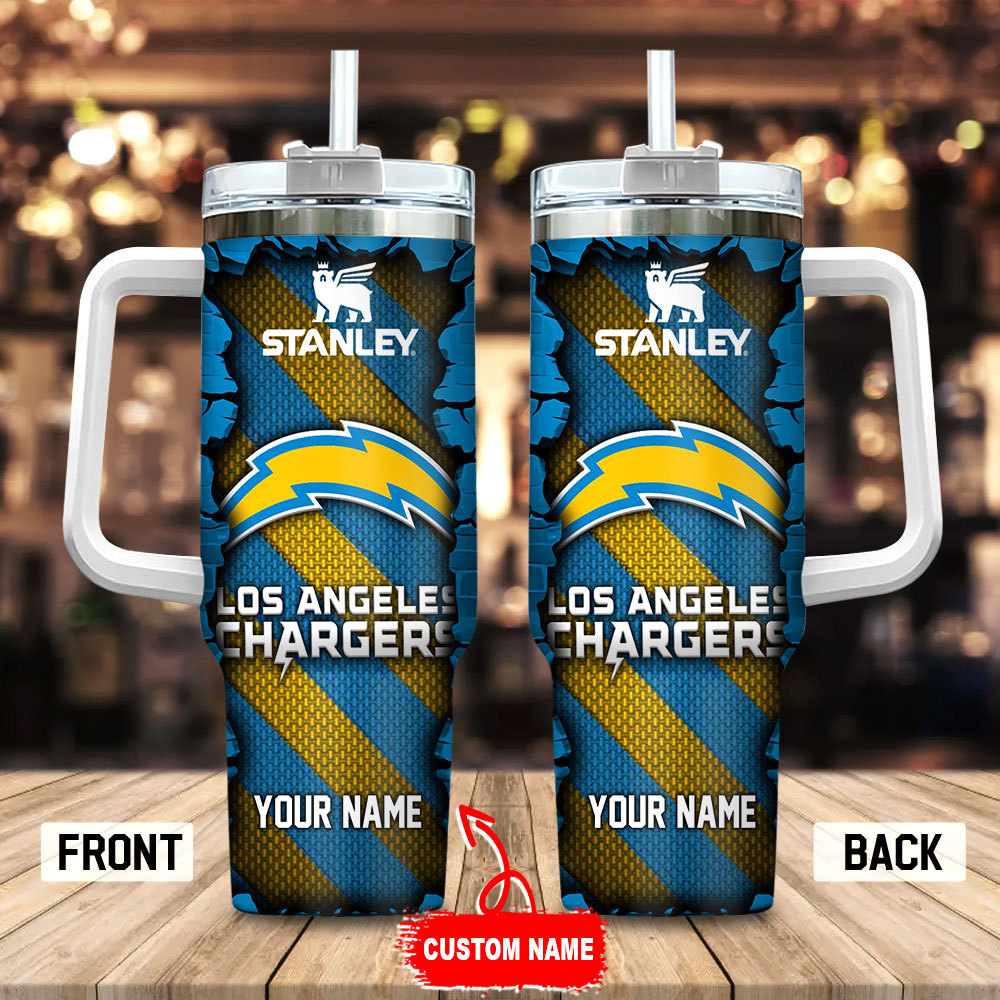 Custom Los Angeles Chargers Stanley Tumbler with Handle - Personalized NFL Fan Gift