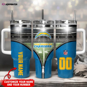Customizable Los Angeles Chargers Tumbler - Personalize with Your Name & Number