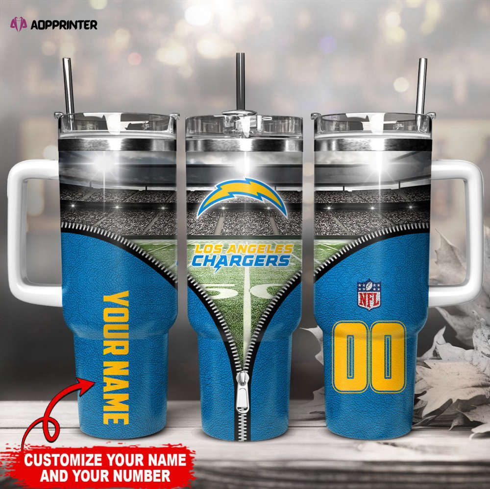 Customizable Los Angeles Chargers Tumbler - Personalize with Your Name & Number