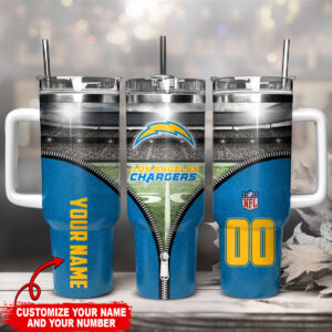 Custom Los Angeles Chargers Tumbler - Personalize with Your Name & Number