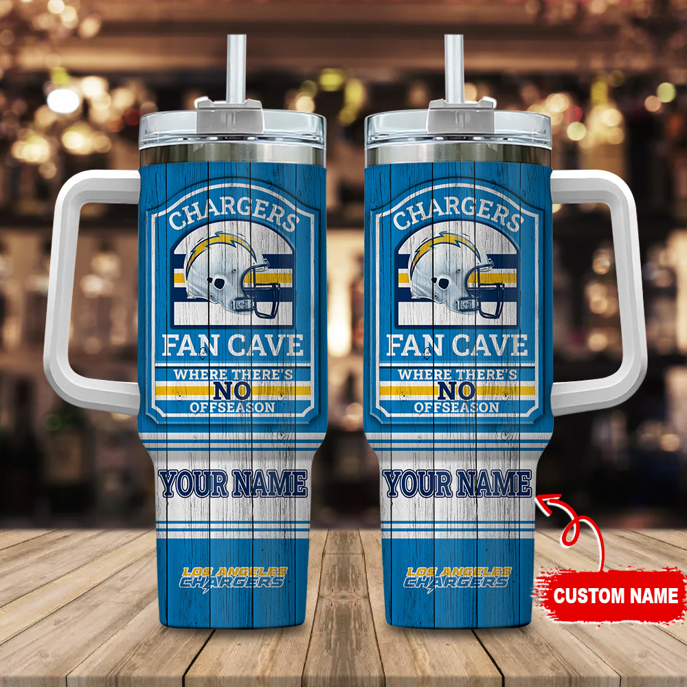 Custom Chargers Fan Cave Tumbler - Personalized NFL Drinkware Gift