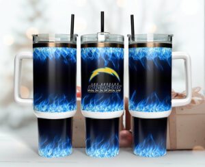 Los Angeles Chargers Blue Flame Insulated Tumbler with Handle and Straw