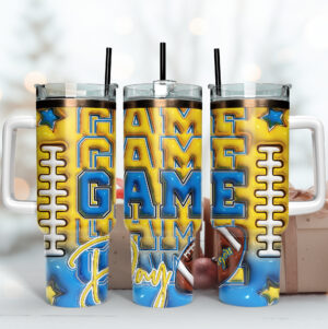 Vibrant Game Day Tumbler with Handle – Perfect for Football Fans