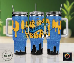 Vibrant Glitter Tumbler with Handle & Straw - Perfect for Sports Fans